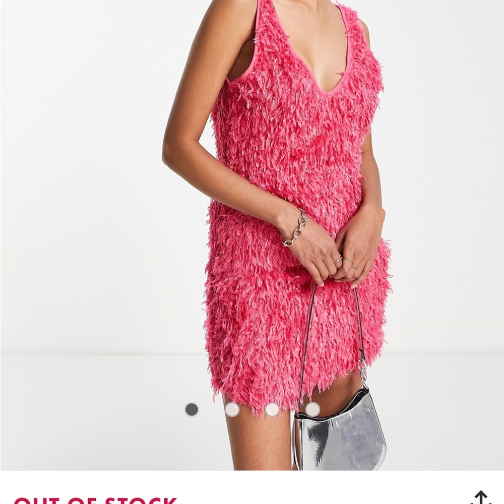 ASOS Design Vila fluffy mini dress in bright pink sz L